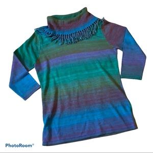 Notations | Fringed cowl 3/4 sleeve Sweater EUC